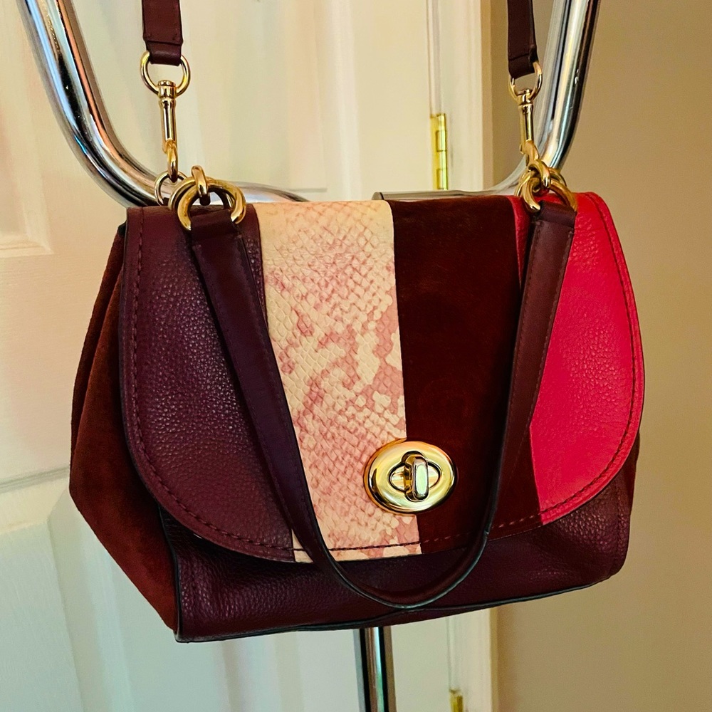 Leather and Suede Coach Patch Work Crossbody Beautiful Condition